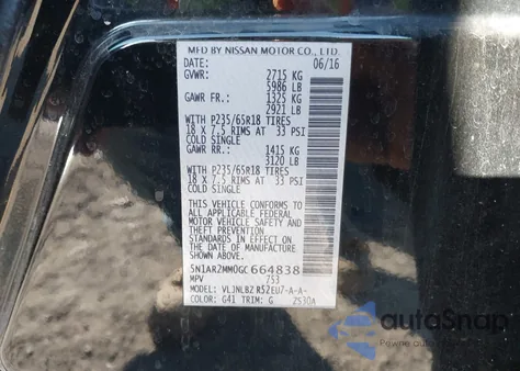 2016 Nissan Pathfinder S from USA, damaged, VIN 5N1AR2MM0GC664838